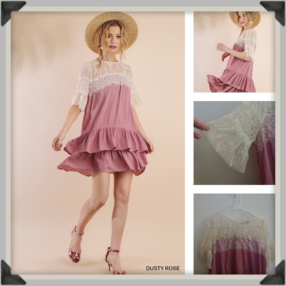 Sz S Blueheaven Dusty Rose Boho Gypsy Tiered Dress
